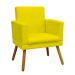 Kit 3 Poltronas Decorativas Para Sala, Manicure, Quarto Nina Com Base Suede Amarelo Pé Castanho - Clique E Decore