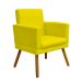 Kit 3 Poltronas Decorativas Para Sala, Manicure, Quarto Nina Com Base Suede Amarelo Pé Castanho - Clique E Decore