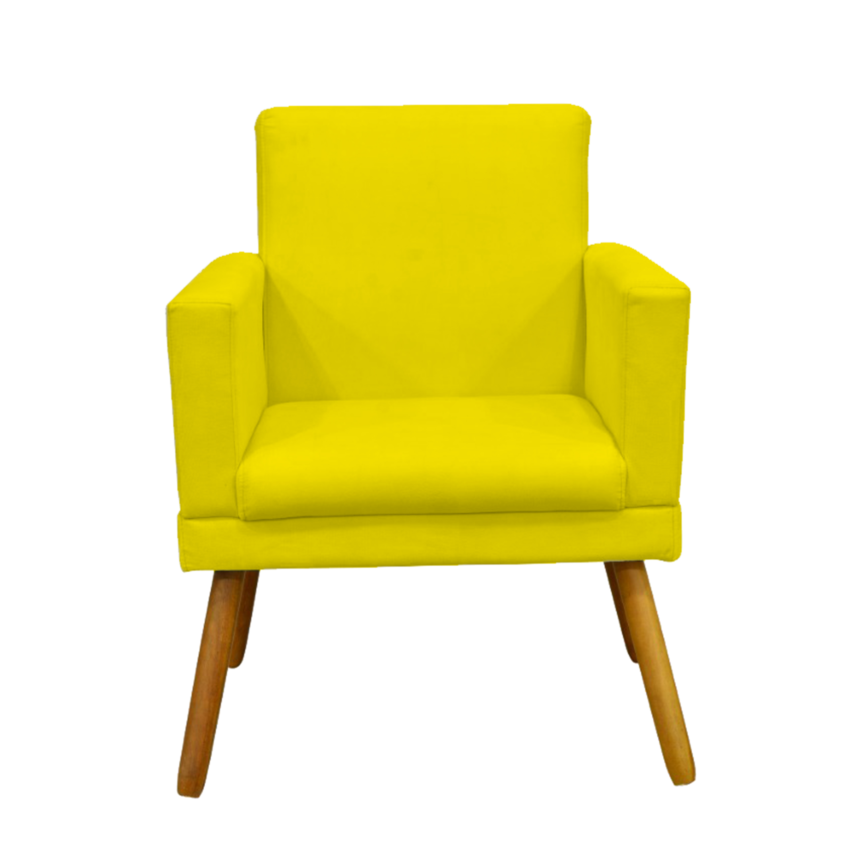 Kit 3 Poltronas Decorativas Para Sala, Manicure, Quarto Nina Com Base Suede Amarelo Pé Castanho - Clique E Decore