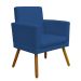 Kit 3 Poltronas Decorativas Para Sala, Manicure, Quarto Nina Com Base Suede Azul Marinho Pé Castanho - Clique E Decore