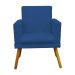Kit 3 Poltronas Decorativas Para Sala, Manicure, Quarto Nina Com Base Suede Azul Marinho Pé Castanho - Clique E Decore
