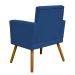 Kit 3 Poltronas Decorativas Para Sala, Manicure, Quarto Nina Com Base Suede Azul Marinho Pé Castanho - Clique E Decore