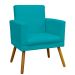 Kit 3 Poltronas Decorativas Para Sala, Manicure, Quarto Nina Com Base Suede Azul Turquesa Pé Castanho - Clique E Decore
