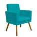 Kit 3 Poltronas Decorativas Para Sala, Manicure, Quarto Nina Com Base Suede Azul Turquesa Pé Castanho - Clique E Decore