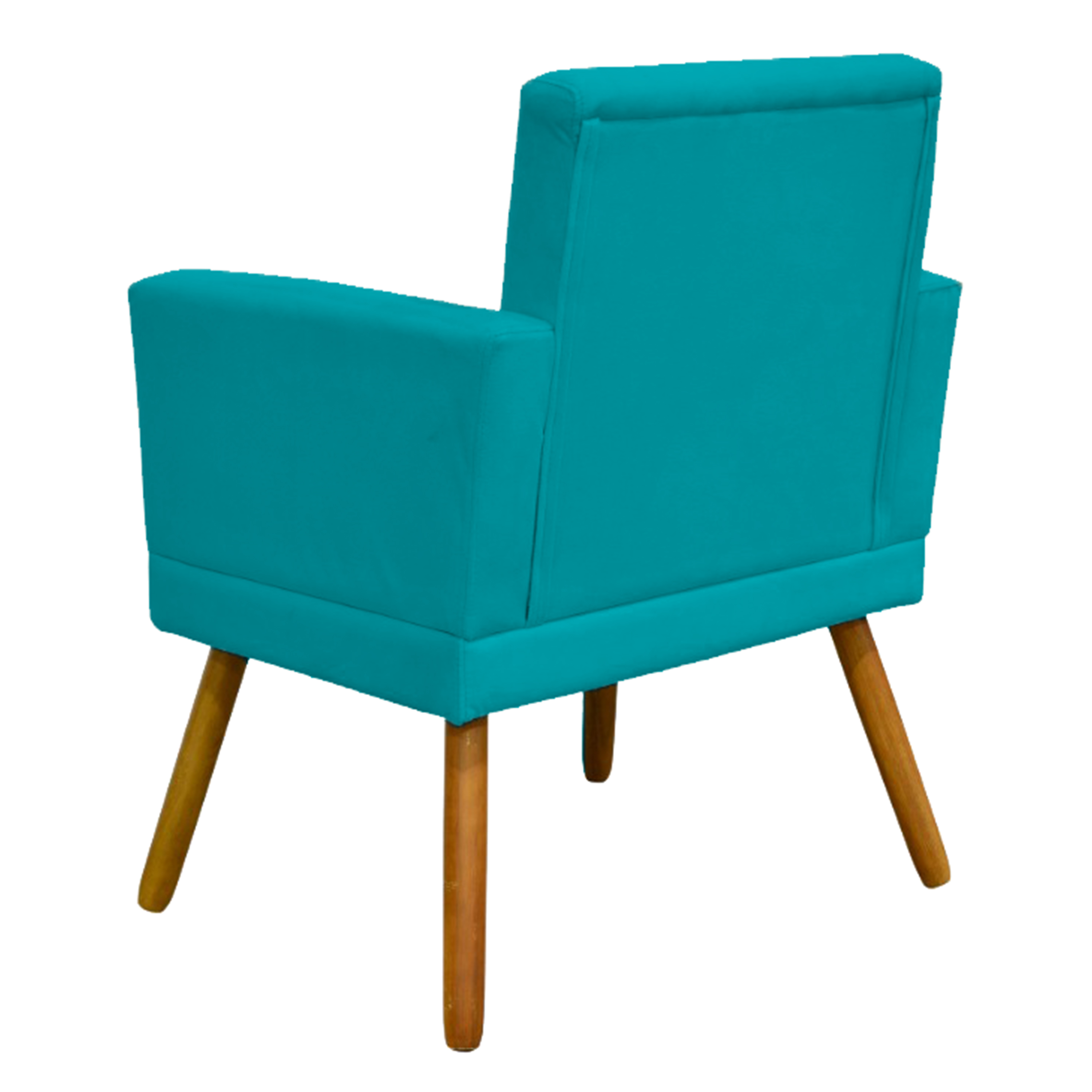 Kit 3 Poltronas Decorativas Para Sala, Manicure, Quarto Nina Com Base Suede Azul Turquesa Pé Castanho - Clique E Decore