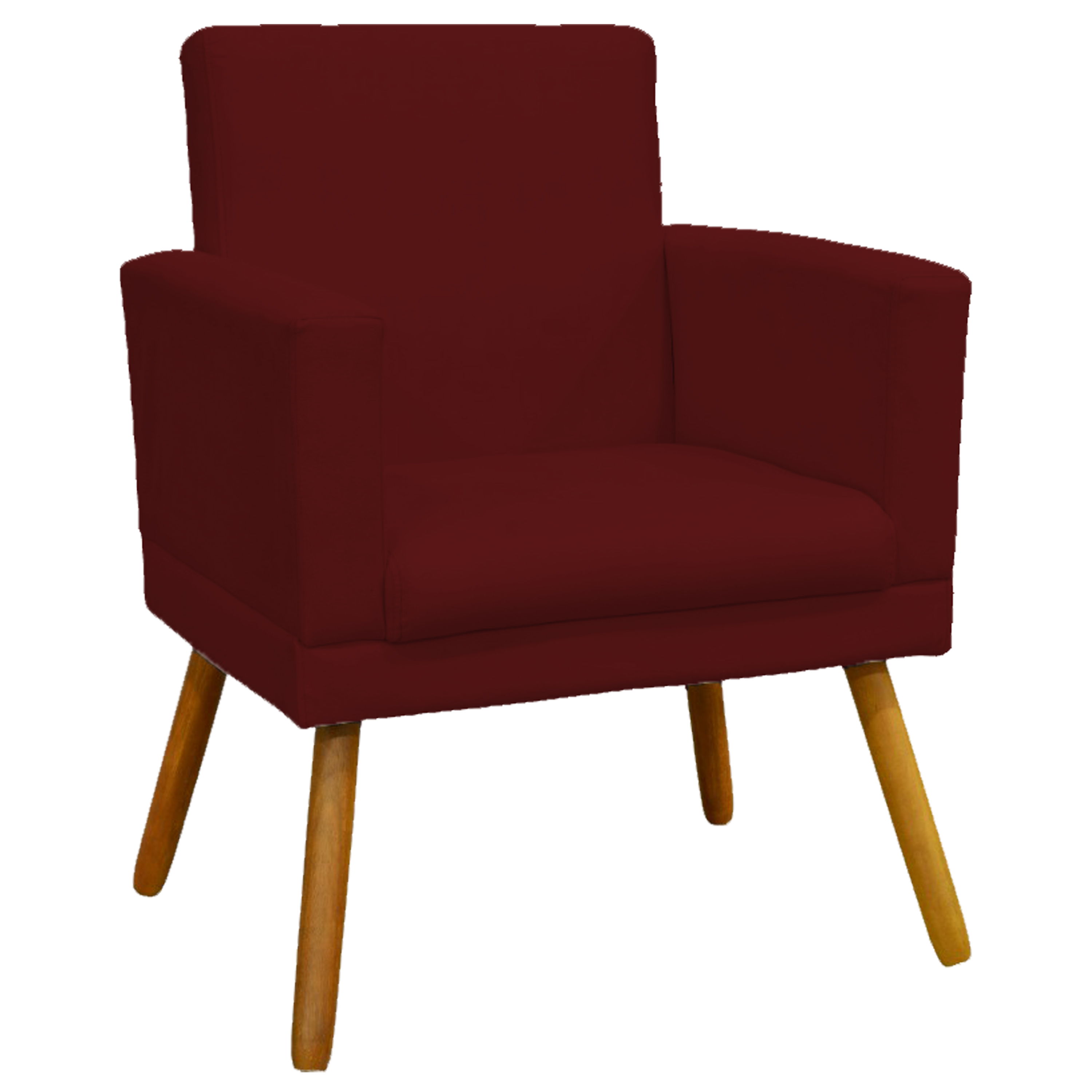Kit 3 Poltronas Decorativas Para Sala, Manicure, Quarto Nina Com Base Suede Bordô Pé Castanho - Clique E Decore