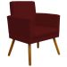 Kit 3 Poltronas Decorativas Para Sala, Manicure, Quarto Nina Com Base Suede Bordô Pé Castanho - Clique E Decore