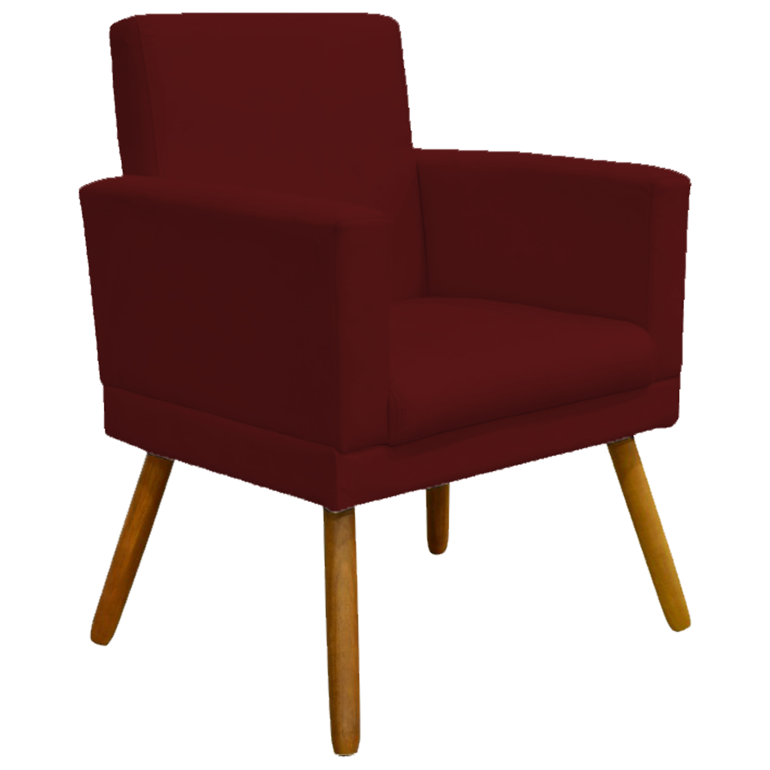 Kit 3 Poltronas Decorativas Para Sala, Manicure, Quarto Nina Com Base Suede Bordô Pé Castanho - Clique E Decore