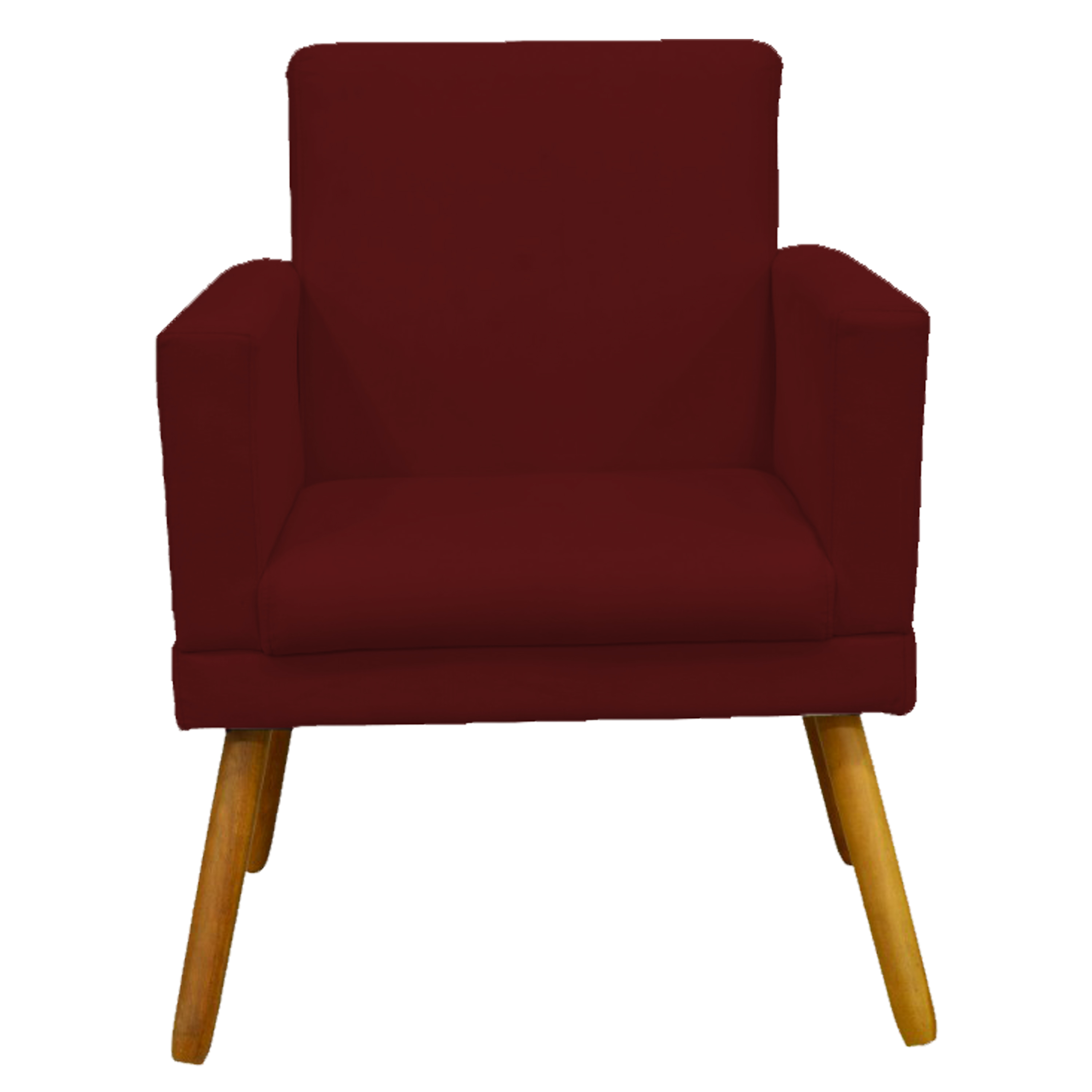 Kit 3 Poltronas Decorativas Para Sala, Manicure, Quarto Nina Com Base Suede Bordô Pé Castanho - Clique E Decore