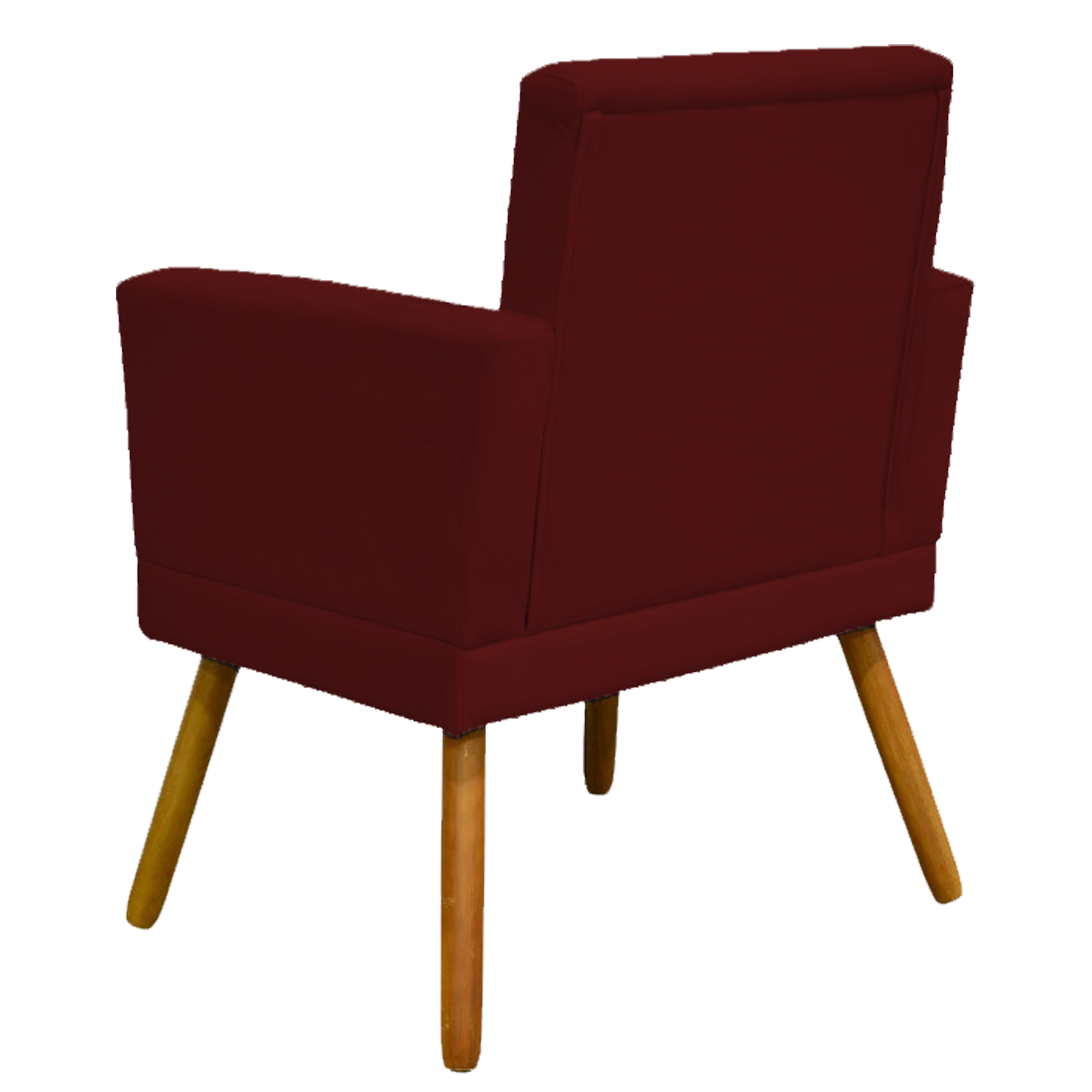 Kit 3 Poltronas Decorativas Para Sala, Manicure, Quarto Nina Com Base Suede Bordô Pé Castanho - Clique E Decore