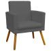 Kit 3 Poltronas Decorativas Para Sala, Manicure, Quarto Nina Com Base Suede Cinza Pé Castanho - Clique E Decore