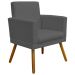 Kit 3 Poltronas Decorativas Para Sala, Manicure, Quarto Nina Com Base Suede Cinza Pé Castanho - Clique E Decore