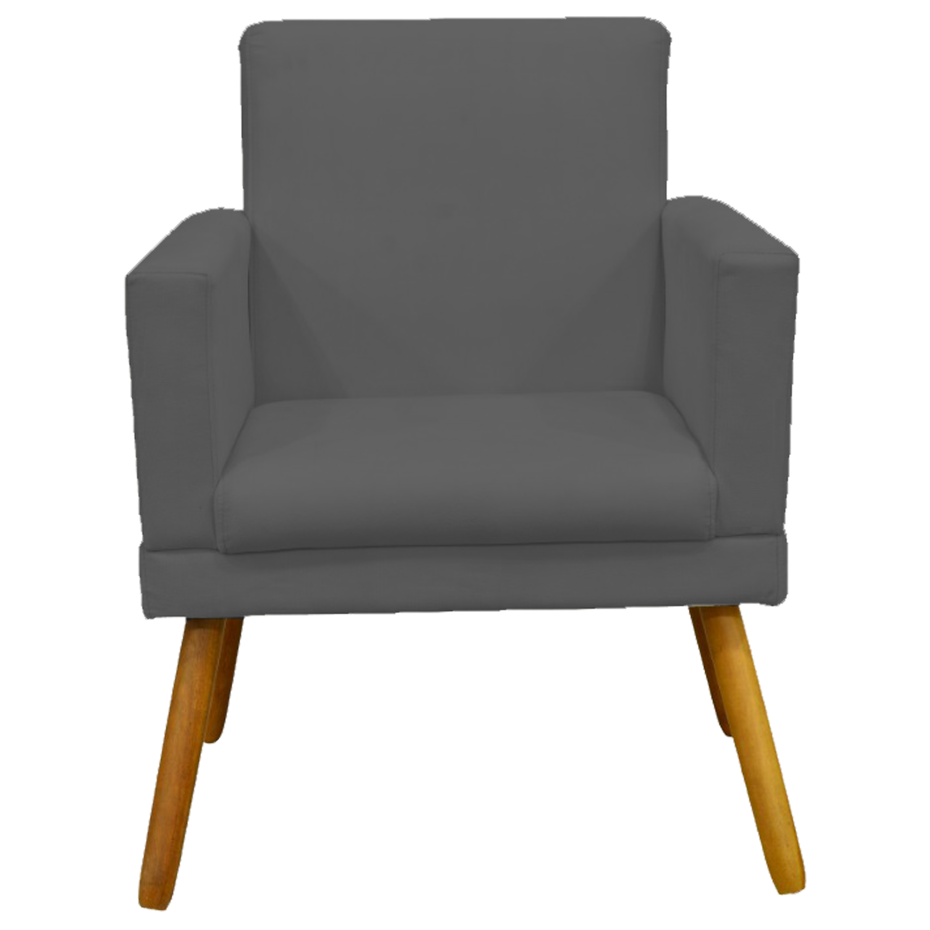 Kit 3 Poltronas Decorativas Para Sala, Manicure, Quarto Nina Com Base Suede Cinza Pé Castanho - Clique E Decore