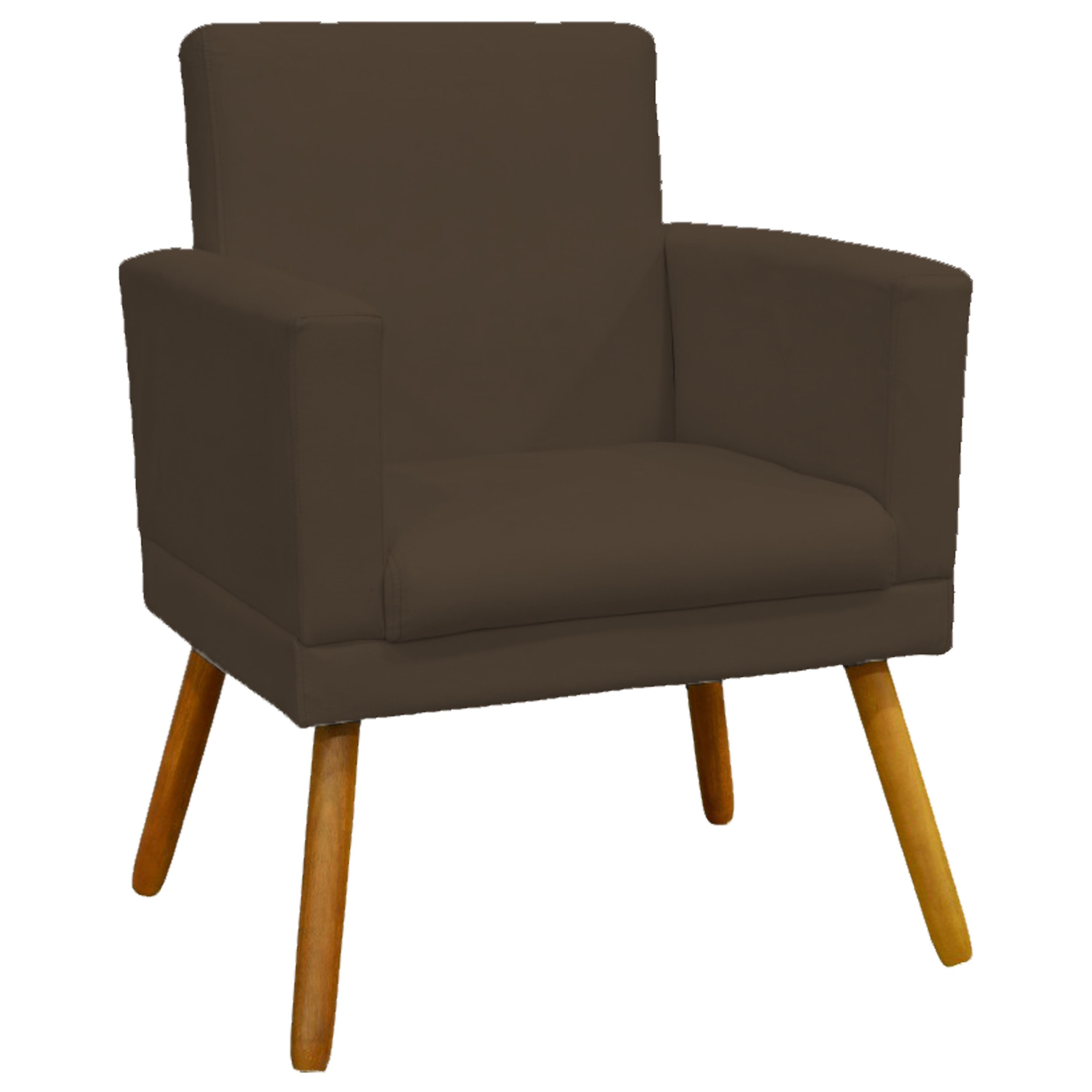 Kit 3 Poltronas Decorativas Para Sala, Manicure, Quarto Nina Com Base Suede Marrom Pé Castanho - Clique E Decore