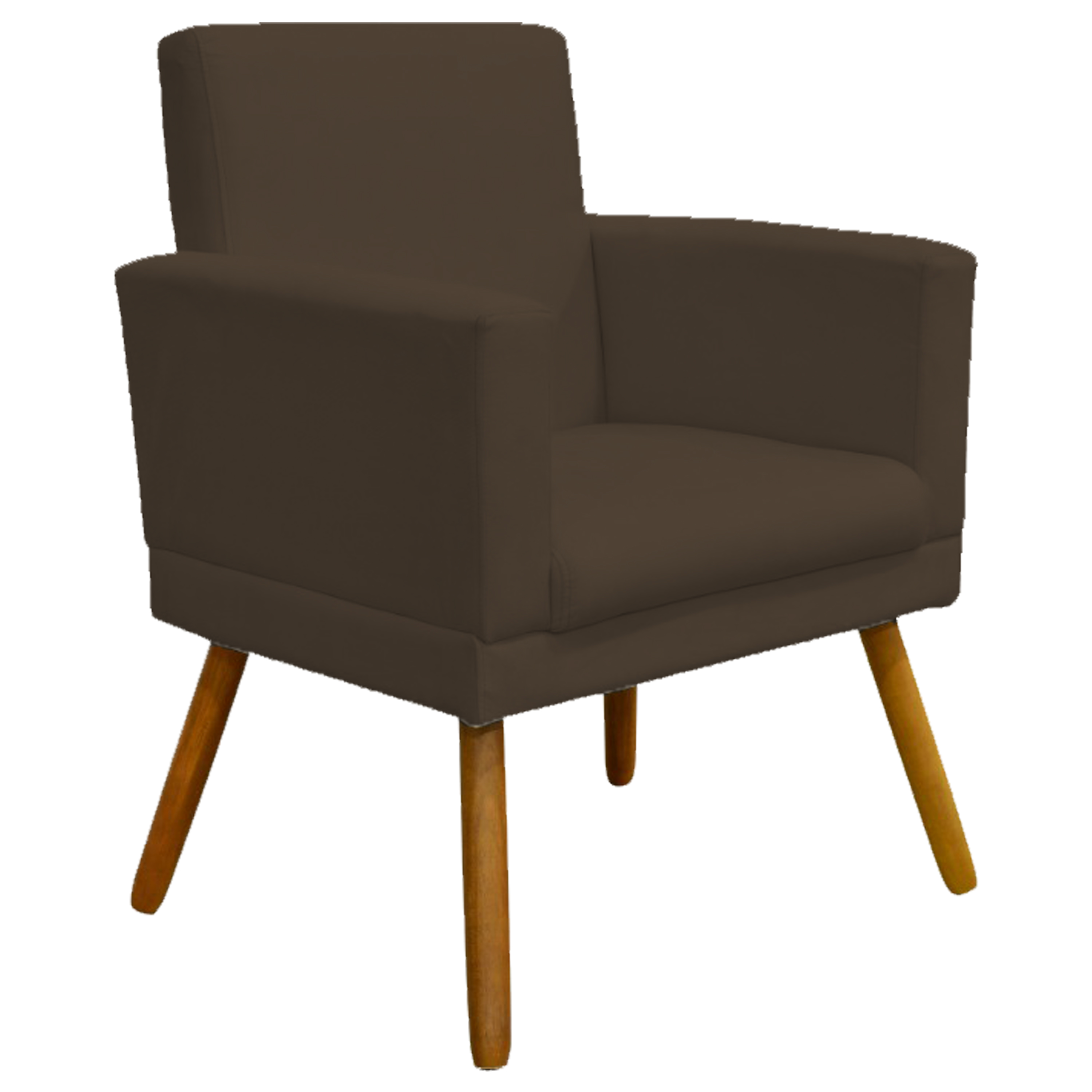 Kit 3 Poltronas Decorativas Para Sala, Manicure, Quarto Nina Com Base Suede Marrom Pé Castanho - Clique E Decore