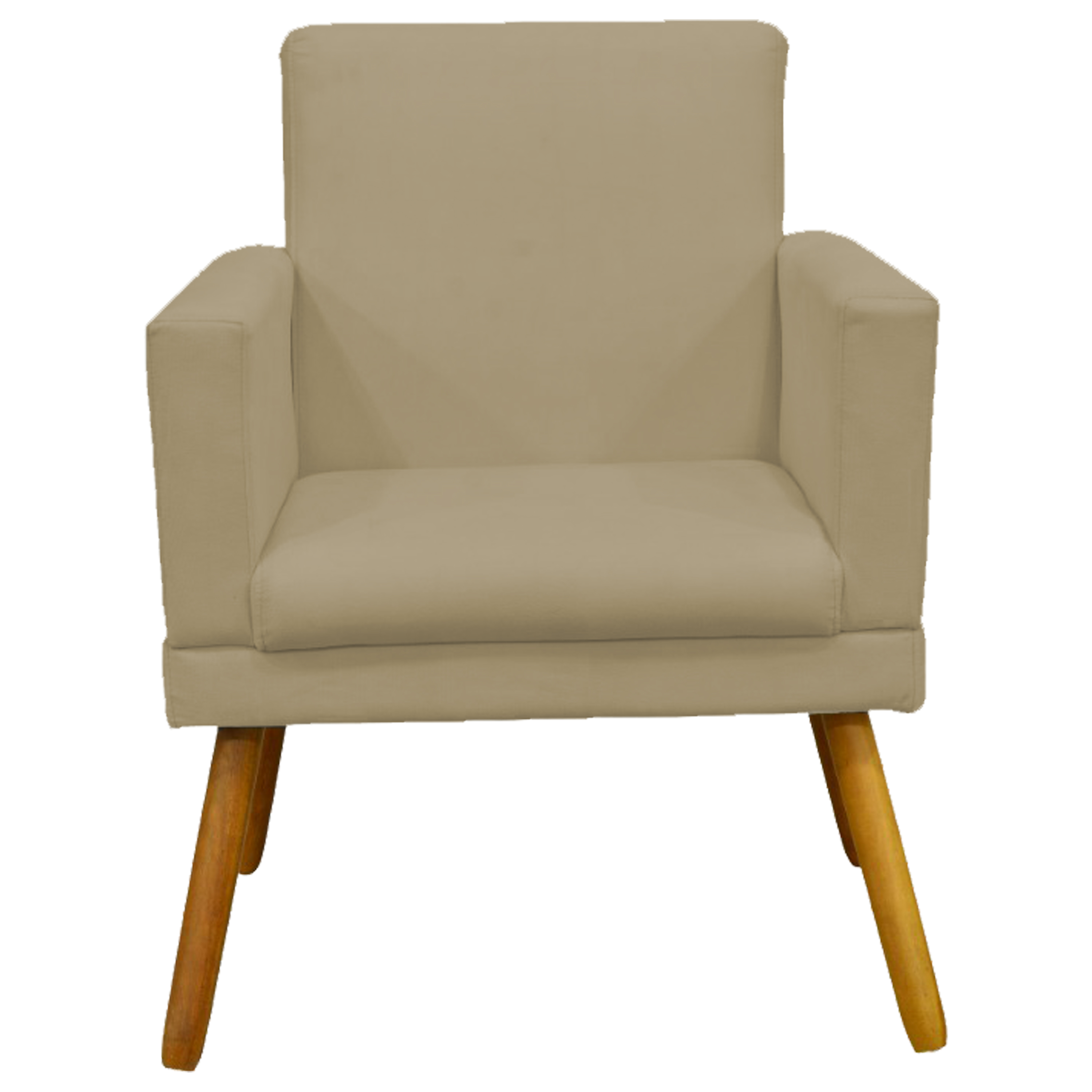 Kit 3 Poltronas Decorativas Para Sala, Manicure, Quarto Nina Com Base Suede Nude Pé Castanho - Clique E Decore