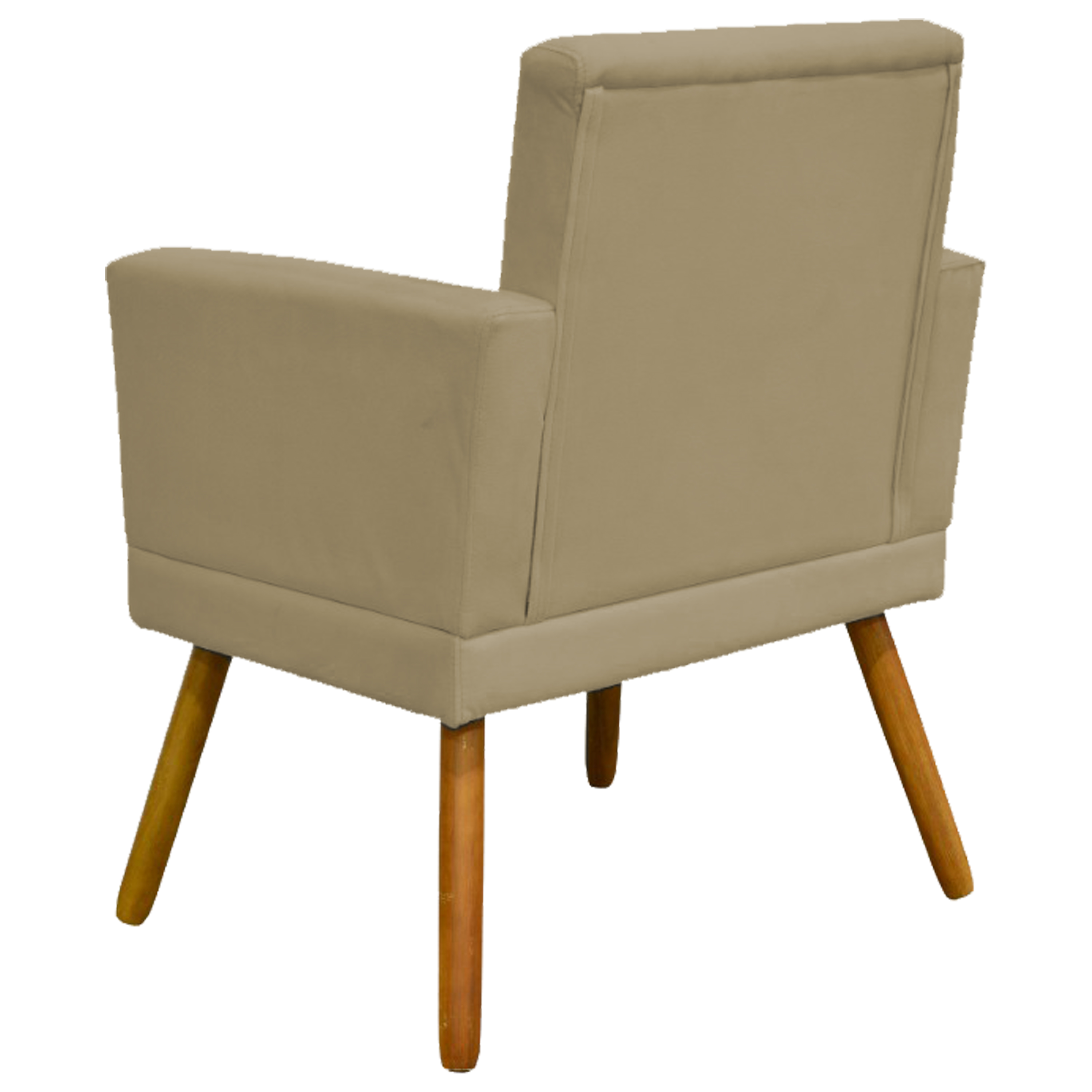 Kit 3 Poltronas Decorativas Para Sala, Manicure, Quarto Nina Com Base Suede Nude Pé Castanho - Clique E Decore
