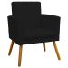 Kit 3 Poltronas Decorativas Para Sala, Manicure, Quarto Nina Com Base Suede Preto Pé Castanho - Clique E Decore