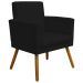 Kit 3 Poltronas Decorativas Para Sala, Manicure, Quarto Nina Com Base Suede Preto Pé Castanho - Clique E Decore