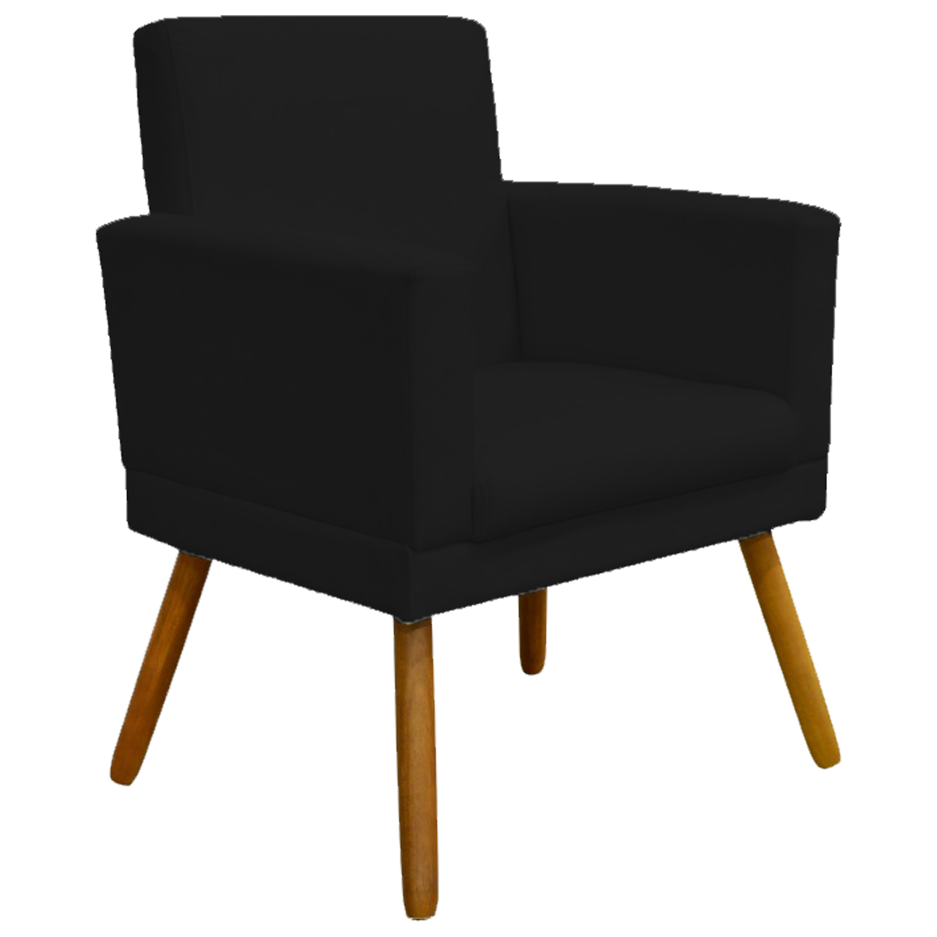 Kit 3 Poltronas Decorativas Para Sala, Manicure, Quarto Nina Com Base Suede Preto Pé Castanho - Clique E Decore