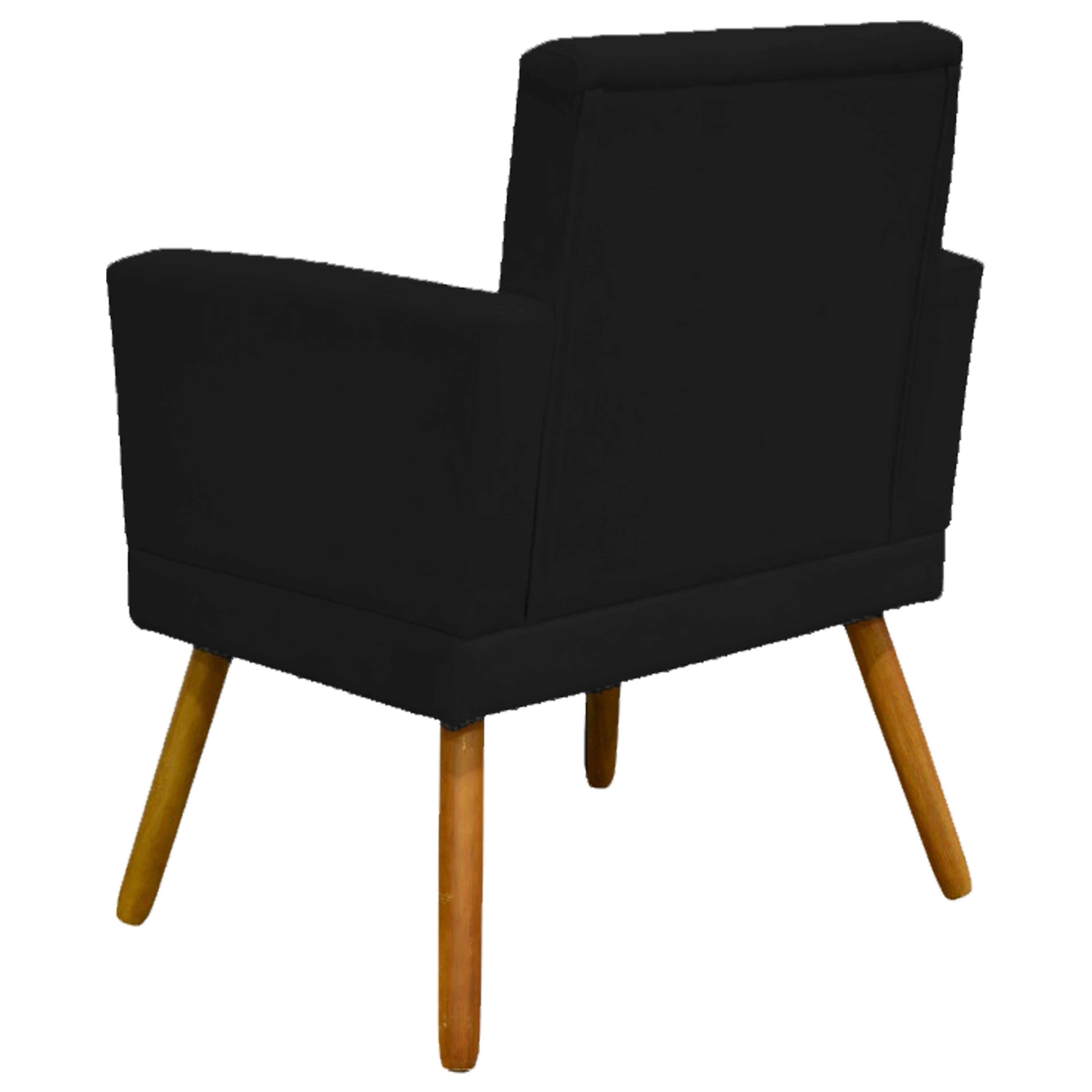 Kit 3 Poltronas Decorativas Para Sala, Manicure, Quarto Nina Com Base Suede Preto Pé Castanho - Clique E Decore