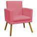 Kit 3 Poltronas Decorativas Para Sala, Manicure, Quarto Nina Com Base Suede Rosê Pé Castanho - Clique E Decore