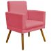 Kit 3 Poltronas Decorativas Para Sala, Manicure, Quarto Nina Com Base Suede Rosê Pé Castanho - Clique E Decore
