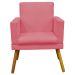 Kit 3 Poltronas Decorativas Para Sala, Manicure, Quarto Nina Com Base Suede Rosê Pé Castanho - Clique E Decore