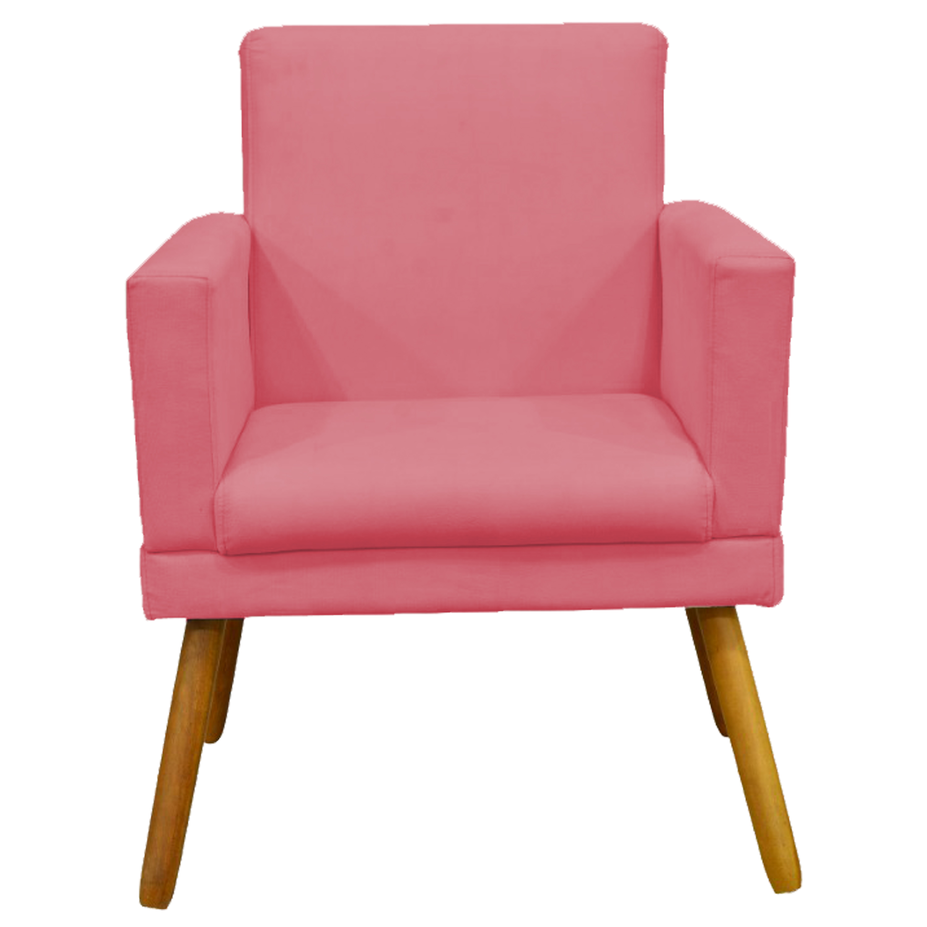 Kit 3 Poltronas Decorativas Para Sala, Manicure, Quarto Nina Com Base Suede Rosê Pé Castanho - Clique E Decore