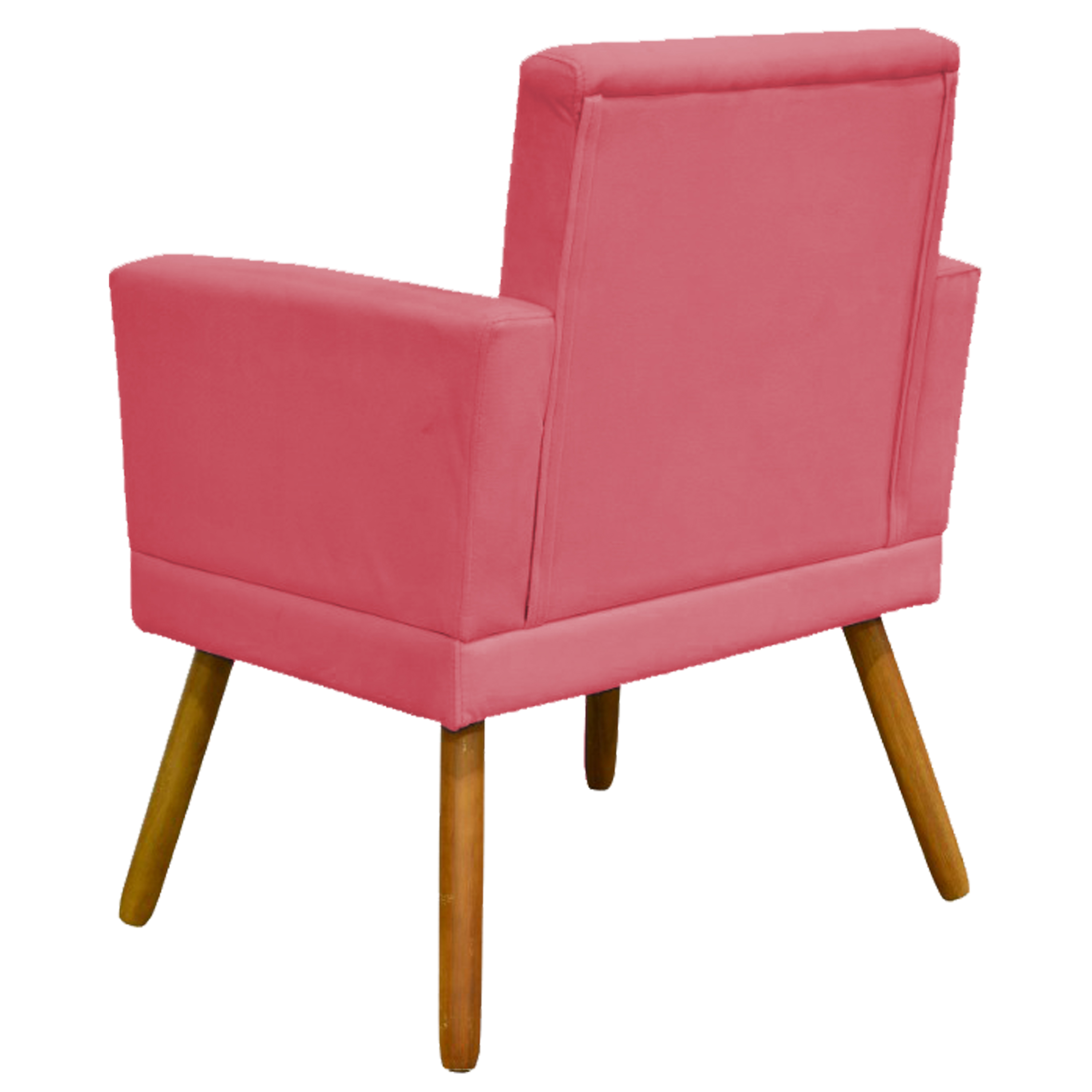 Kit 3 Poltronas Decorativas Para Sala, Manicure, Quarto Nina Com Base Suede Rosê Pé Castanho - Clique E Decore