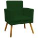 Kit 3 Poltronas Decorativas Para Sala, Manicure, Quarto Nina Com Base Suede Verde Pé Castanho - Clique E Decore