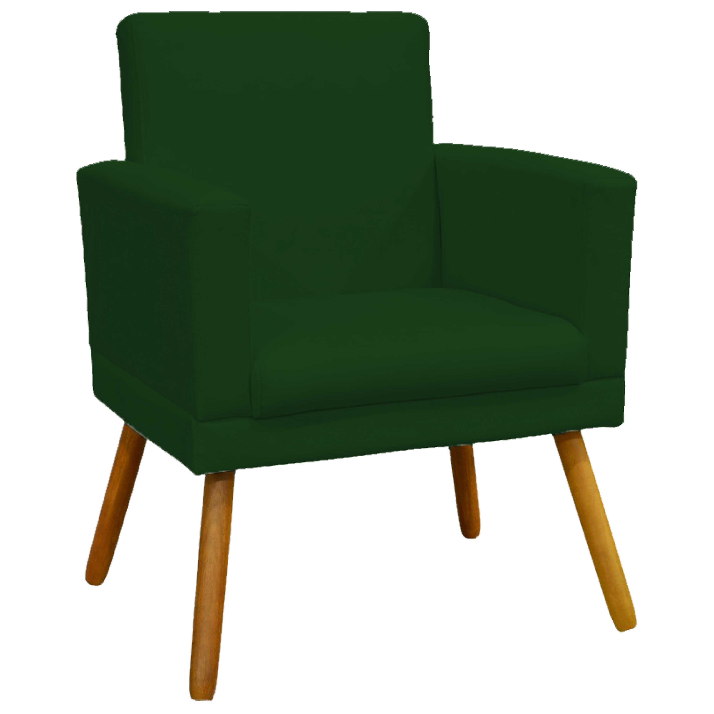 Kit 3 Poltronas Decorativas Para Sala, Manicure, Quarto Nina Com Base Suede Verde Pé Castanho - Clique E Decore