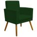 Kit 3 Poltronas Decorativas Para Sala, Manicure, Quarto Nina Com Base Suede Verde Pé Castanho - Clique E Decore