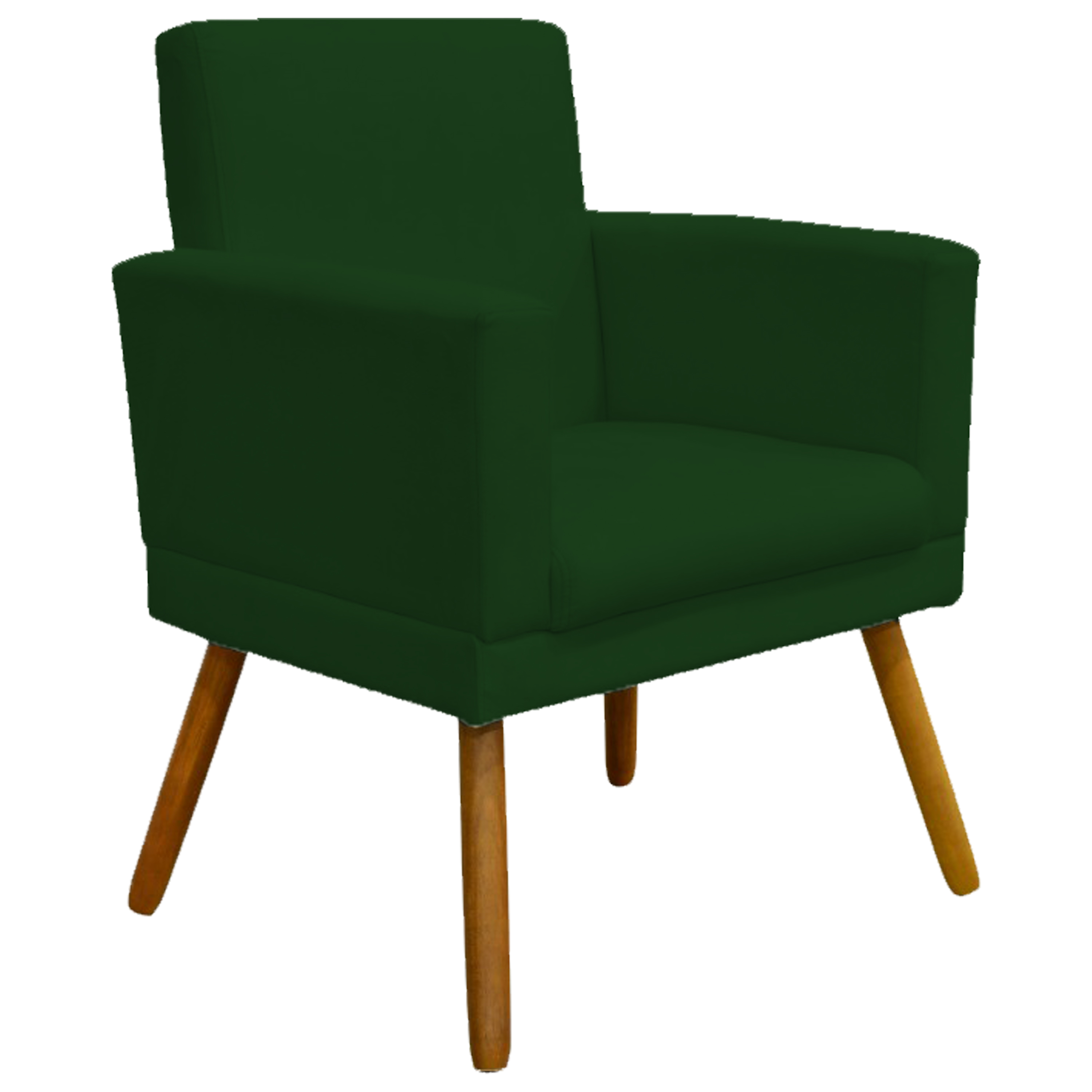 Kit 3 Poltronas Decorativas Para Sala, Manicure, Quarto Nina Com Base Suede Verde Pé Castanho - Clique E Decore