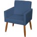 Kit 3 Poltronas Para Sala Decorativa Confortáveis Beatriz Suede Azul Marinho Pé Castanho - Clique E Decore