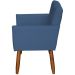 Kit 3 Poltronas Para Sala Decorativa Confortáveis Beatriz Suede Azul Marinho Pé Castanho - Clique E Decore
