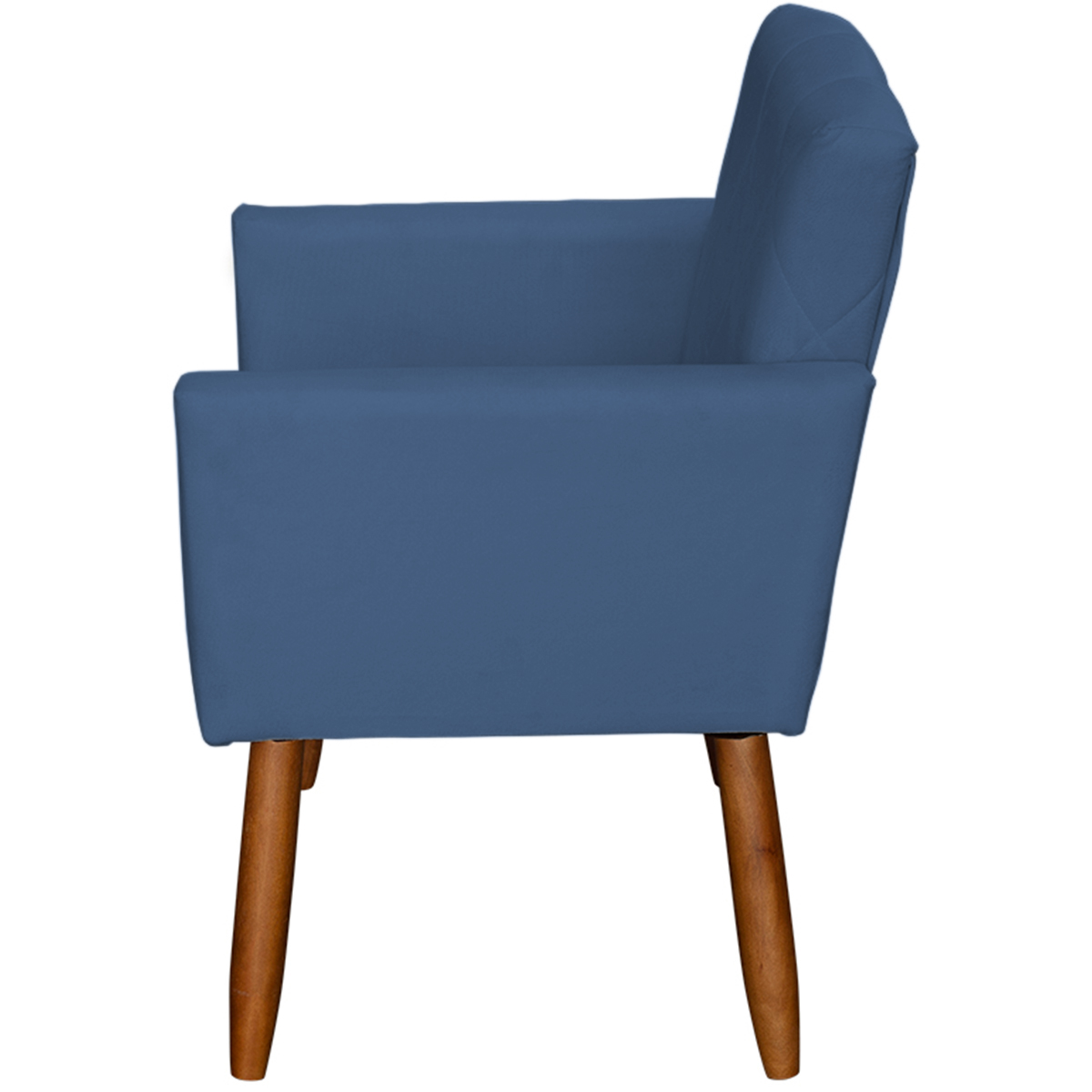Kit 3 Poltronas Para Sala Decorativa Confortáveis Beatriz Suede Azul Marinho Pé Castanho - Clique E Decore