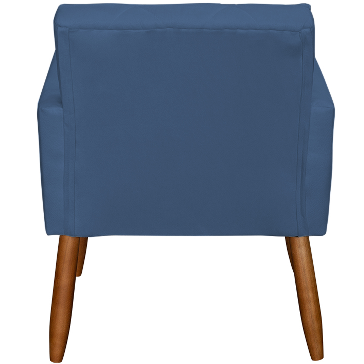 Kit 3 Poltronas Para Sala Decorativa Confortáveis Beatriz Suede Azul Marinho Pé Castanho - Clique E Decore