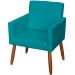 Kit 3 Poltronas Para Sala Decorativa Confortáveis Beatriz Suede Azul Turquesa Pé Castanho - Clique E Decore