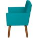 Kit 3 Poltronas Para Sala Decorativa Confortáveis Beatriz Suede Azul Turquesa Pé Castanho - Clique E Decore