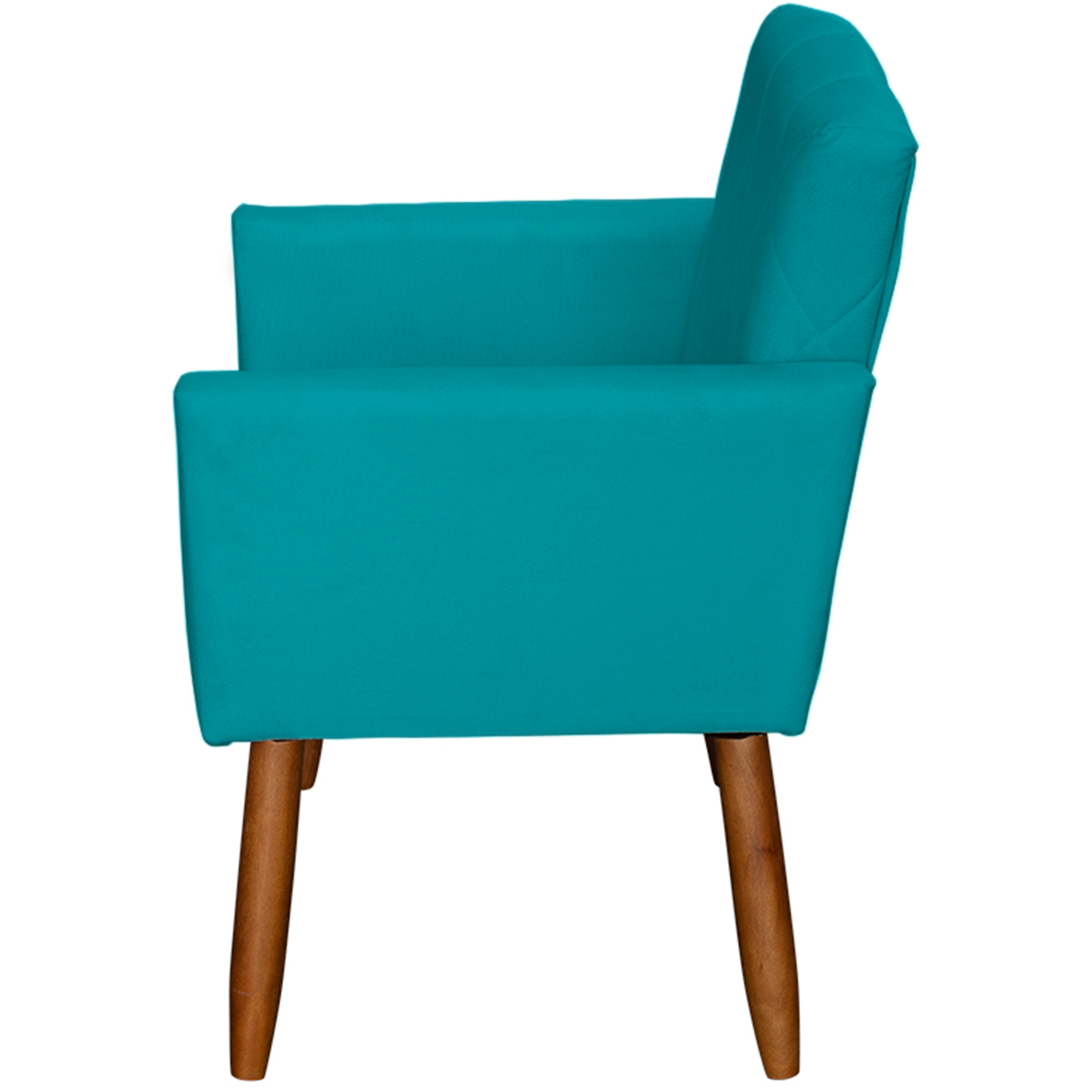 Kit 3 Poltronas Para Sala Decorativa Confortáveis Beatriz Suede Azul Turquesa Pé Castanho - Clique E Decore