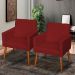 Kit 3 Poltronas Para Sala Decorativa Confortáveis Beatriz Suede Bordô Pé Castanho - Clique E Decore