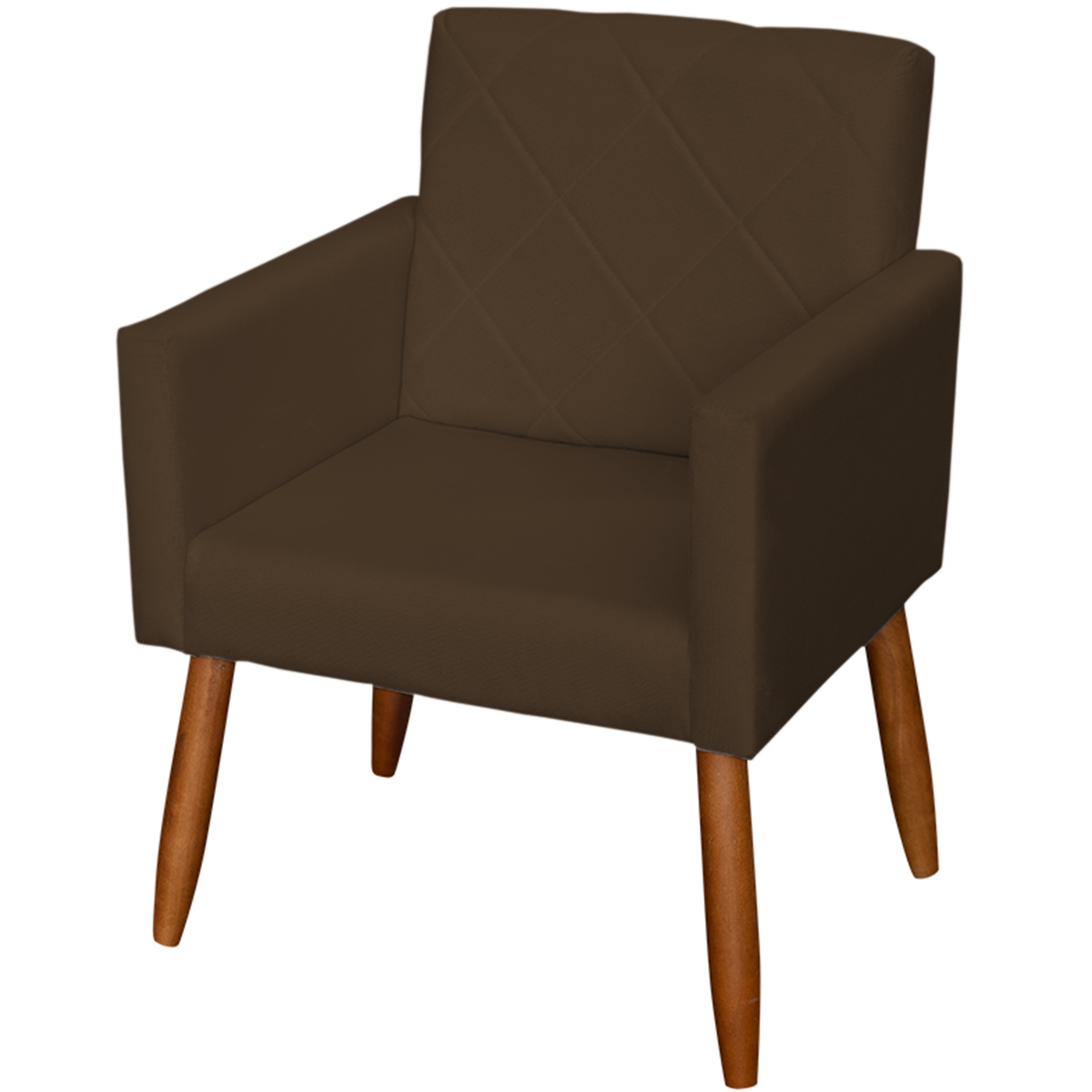 Kit 3 Poltronas Para Sala Decorativa Confortáveis Beatriz Suede Marrom Pé Castanho - Clique E Decore