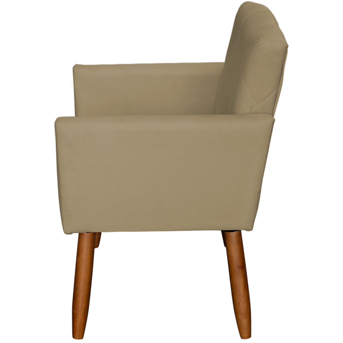 Kit 3 Poltronas Para Sala Decorativa Confortáveis Beatriz Suede Nude Pé Castanho - Clique E Decore
