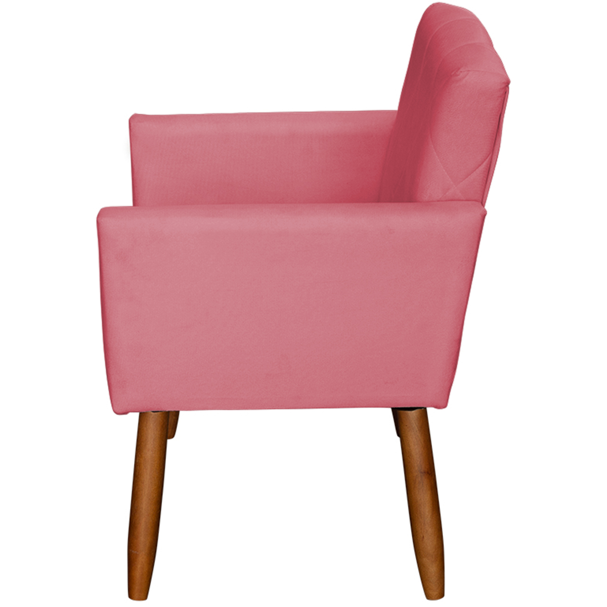 Kit 3 Poltronas Para Sala Decorativa Confortáveis Beatriz Suede Rosê Pé Castanho - Clique E Decore