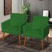 Kit 3 Poltronas Para Sala Decorativa Confortáveis Beatriz Suede Verde Pé Castanho - Clique E Decore