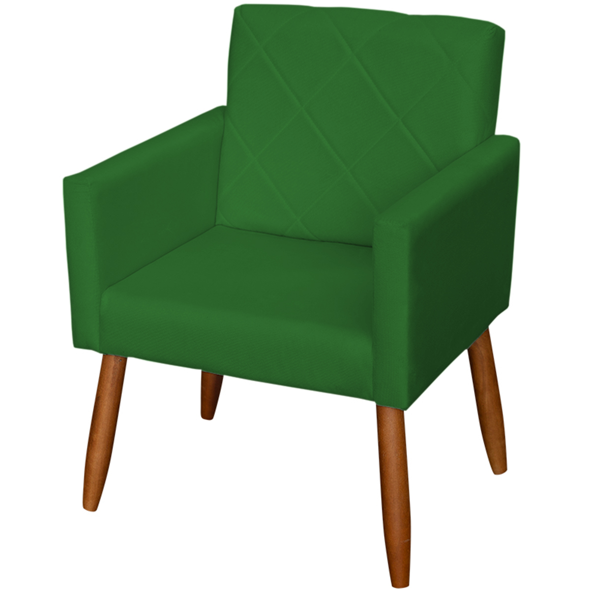Kit 3 Poltronas Para Sala Decorativa Confortáveis Beatriz Suede Verde Pé Castanho - Clique E Decore