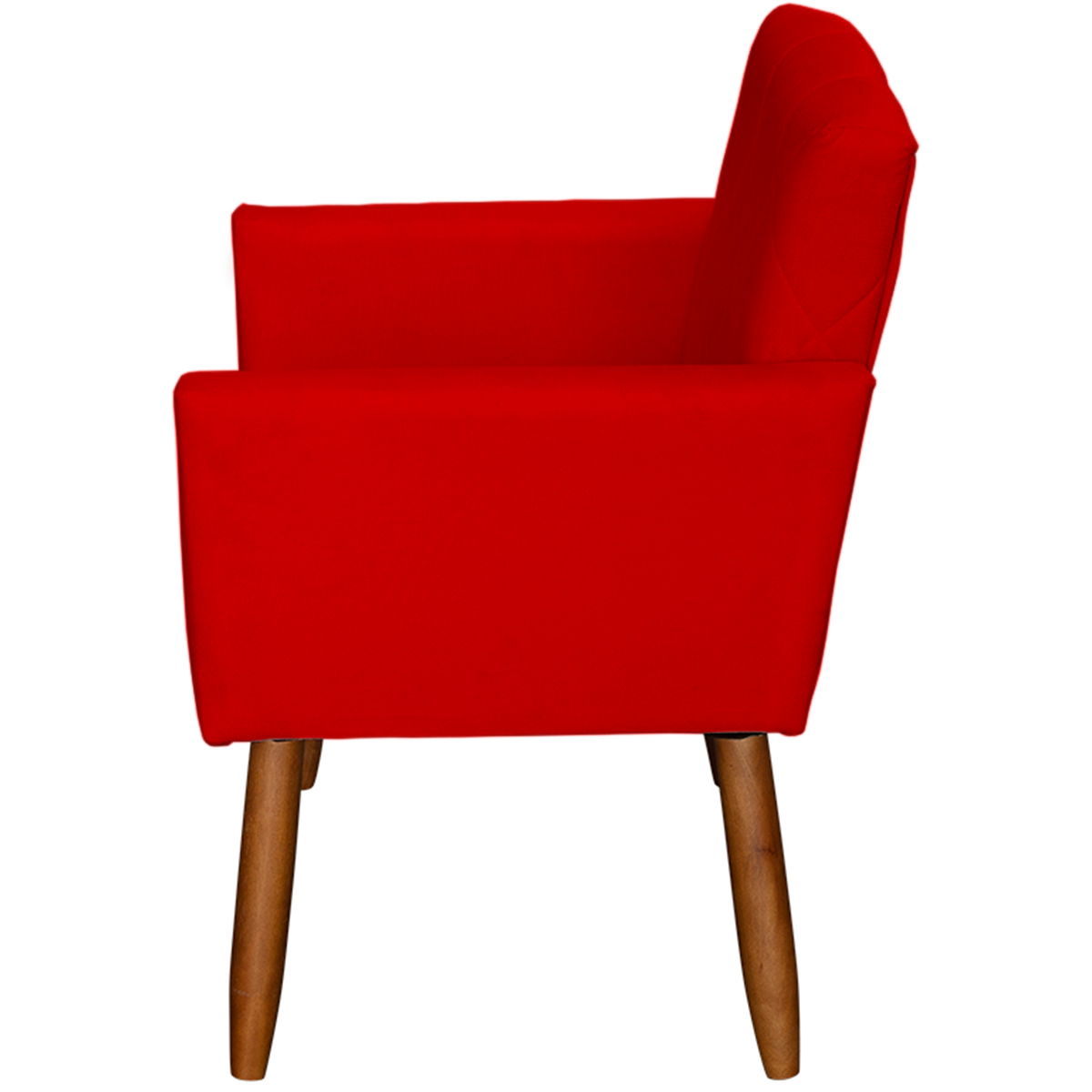 Kit 3 Poltronas Para Sala Decorativa Confortáveis Beatriz Suede Vermelho Pé Castanho - Clique E Decore