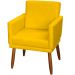 Kit 3 Poltronas Para Sala, Manicure, Quarto Decorativas Beatriz Com Base Suede Amarelo Pé Castanho - Clique E Decore