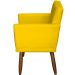 Kit 3 Poltronas Para Sala, Manicure, Quarto Decorativas Beatriz Com Base Suede Amarelo Pé Castanho - Clique E Decore